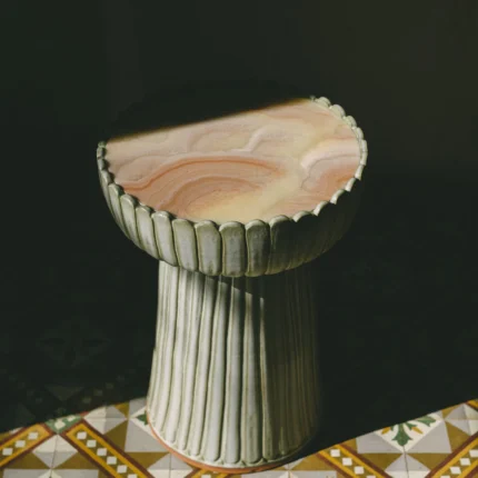 Clam Table with Stone Top