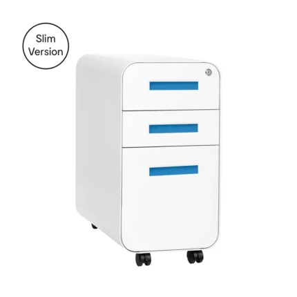 Stockpile Slim 3-Drawer File Cabinet (White/Blue)